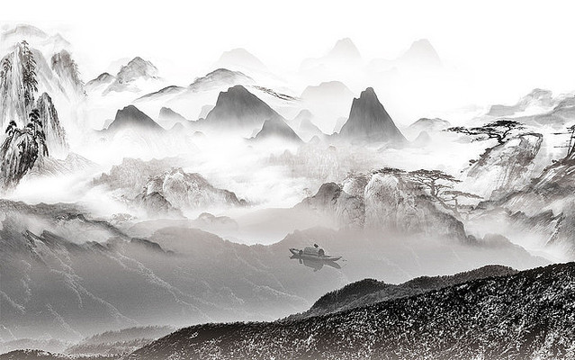 �ڰ�ɽˮ����ǽ PSD