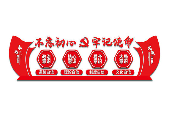 不忘初心牢记使命增强四个意识文化墙 不忘初心牢记使命增强四个意识文化墙