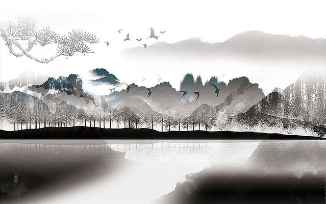 ˮī����ɽˮ����ǽ PSD