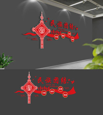 中式民族团结标语文化墙 中式民族团结标语文化墙