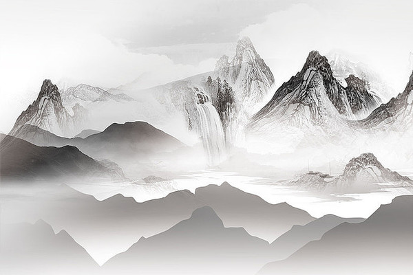 ��ʽ��Լ�ڰ�ɽˮ����ǽ PSD