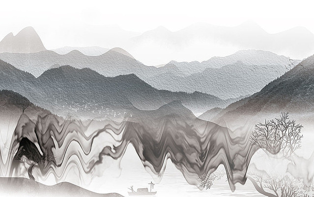 ��Լ����ɽˮ����ǽ PSD