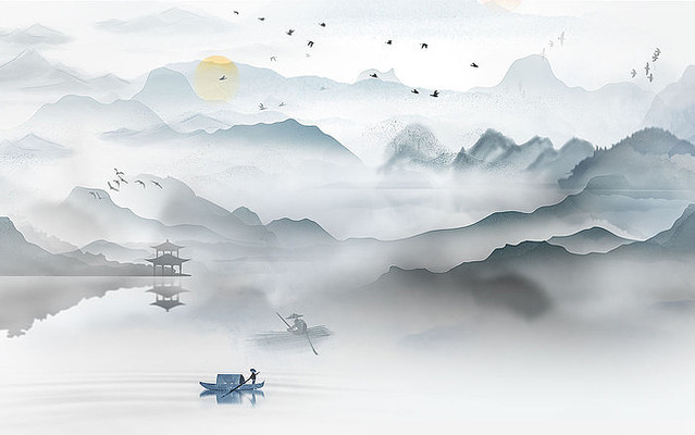 高端简约山水背景墙 高端简约山水背景墙