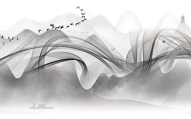 高端室内抽象山水背景墙 高端室内抽象山水背景墙