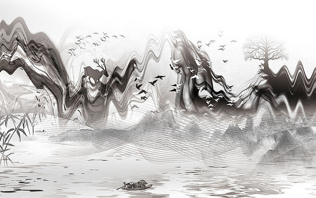 室内高端山水背景墙 室内高端山水背景墙