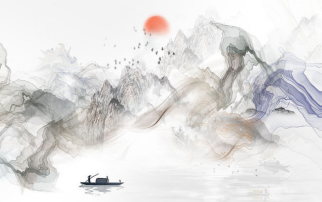 ������ʽɽˮ����ǽ PSD