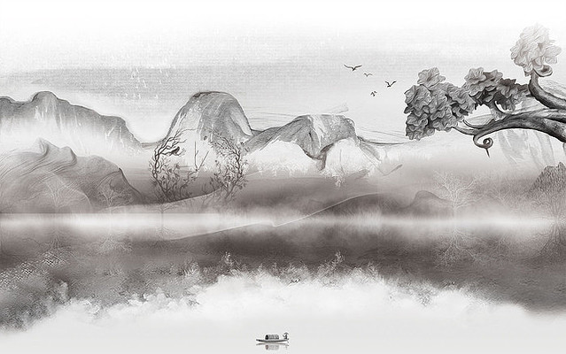 高端中式山水背景墙 高端中式山水背景墙