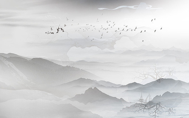 ��ʽ����ɽˮ����ǽ PSD