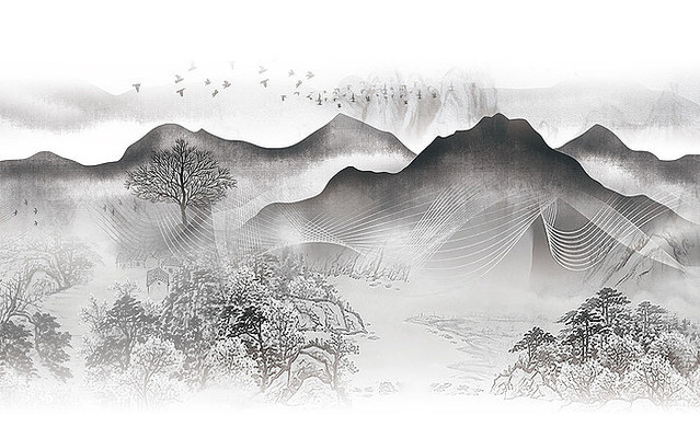  ��ʽ�߶�ɽˮ����ǽ PSD