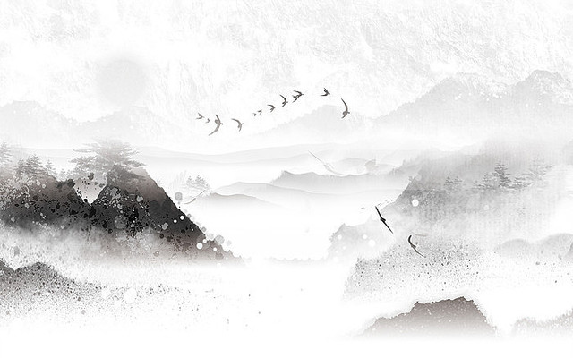 ʱ�и�����ʽɽˮ����ǽ PSD