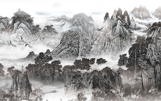 ���ڴ���ɽˮ����ǽ PSD