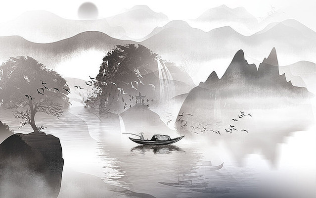 �߶���ʽɽˮ����ǽ PSD