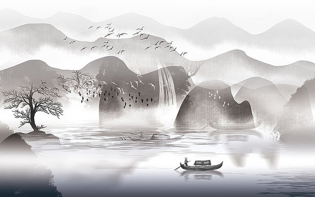 ���ڸ߶�ɽˮ����ǽ PSD