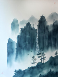 �ֻ�ˮīɽˮ�ٲ��羰�ͻ�ͼ