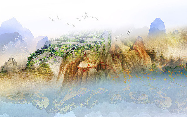 中式高端山水背景墙 中式高端山水背景墙