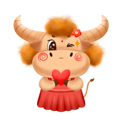 爱心小牛卡通插画 爱心小牛卡通插画
