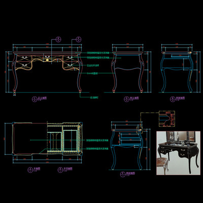 美式梳妆台CAd办公桌书桌家具图库 美式梳妆台CAd办公桌书桌家具图库