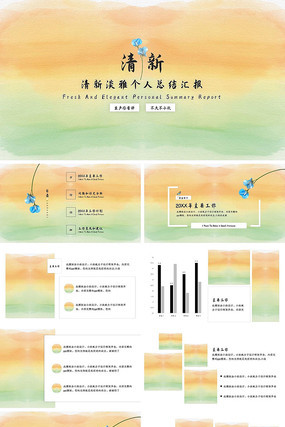 清新淡雅个人总结汇报ppt pptx