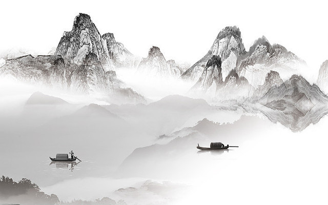 ����ˮīɽˮ����ǽ PSD