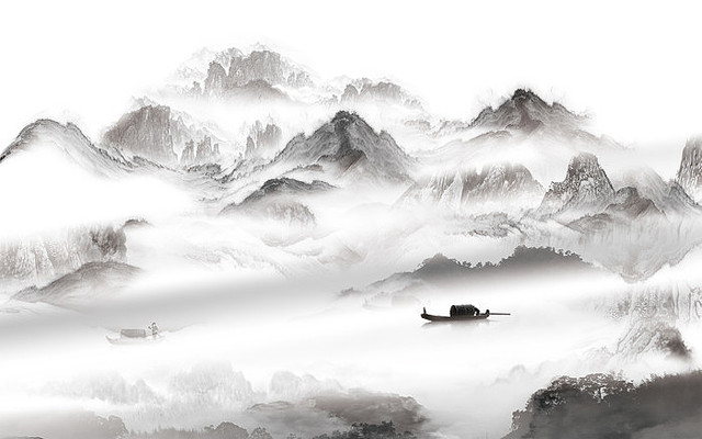 �����⾳ɽˮ����ǽ PSD