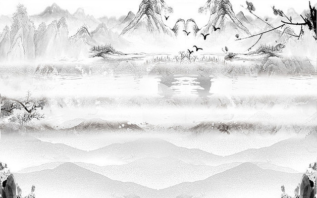  ����ʽˮīɽˮ����ǽ PSD