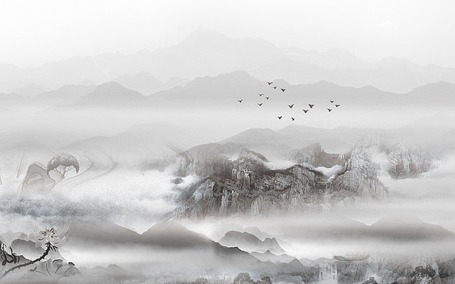 ��������⾳ɽˮ����ǽ PSD