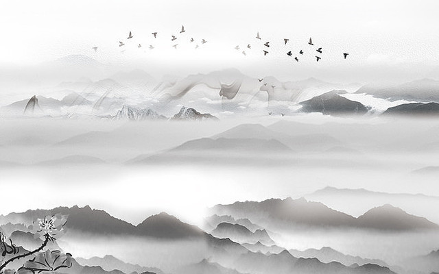 新中式抽象山水背景墙 新中式抽象山水背景墙