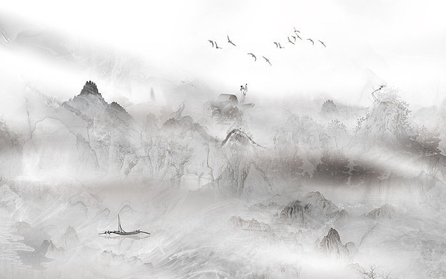 抽象水墨意境山水背景墙 抽象水墨意境山水背景墙