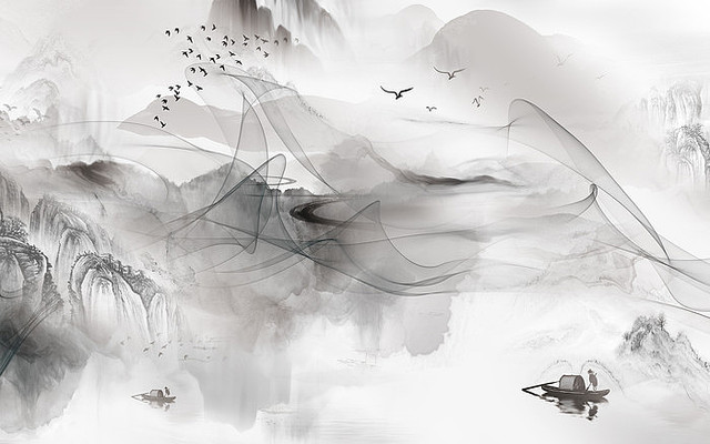 ��������ʽɽˮ����ǽ PSD