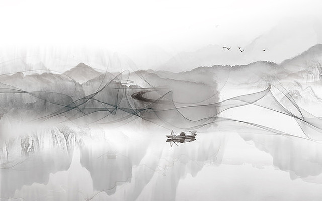 �����⾳����ɽˮ����ǽ PSD