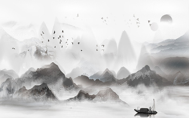 ���ڿ�������ʽɽˮ����ǽ PSD