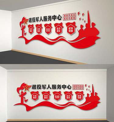 退役军人服务中心党建文化墙 退役军人服务中心党建文化墙
