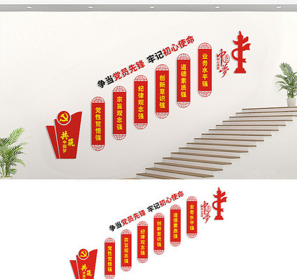 党建楼梯文化墙展板 党建楼梯文化墙展板