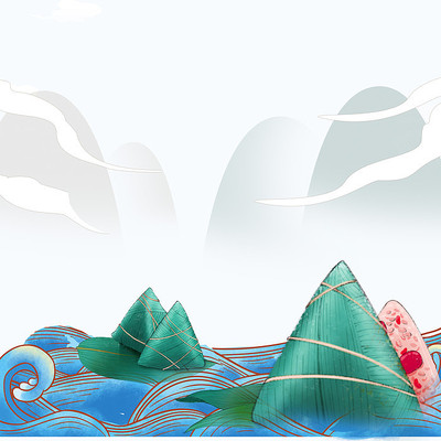 端午节海浪祥云山水元素 端午节海浪祥云山水元素