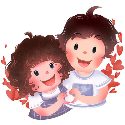 手绘情人节情侣卡通人物 手绘情人节情侣卡通人物