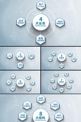 简洁科技信息分类组织结构展示AE模版 简洁科技信息分类组织结构展示AE模版