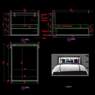 现代家具双人床CAD软包床图库 现代家具双人床CAD软包床图库