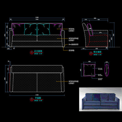 现代家具三人沙发布艺沙发CAD沙发图库 现代家具三人沙发布艺沙发CAD沙发图库