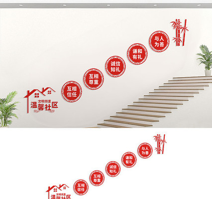 社区楼道文化墙展板 社区楼道文化墙展板