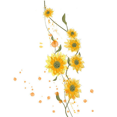 黄色手绘向日葵花边素材 黄色手绘向日葵花边素材