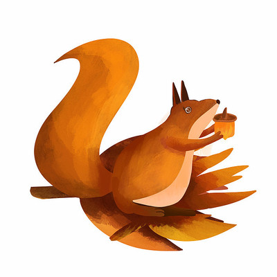 原创元素秋天可爱松鼠插画 原创元素秋天可爱松鼠插画