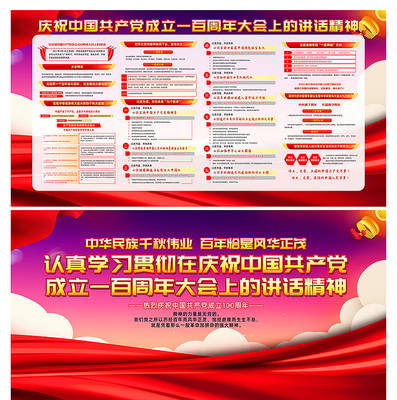 建党100周年大会七一重要讲话展板 建党100周年大会七一重要讲话展板