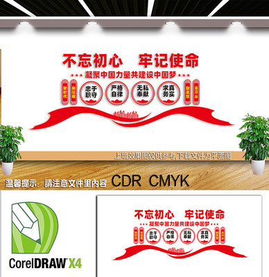 不忘初心牢记使命文化墙模板 不忘初心牢记使命文化墙模板
