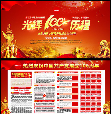 百年党史建党100周年宣传展板 百年党史建党100周年宣传展板