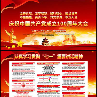 学习贯彻七一重要讲话精神展板 学习贯彻七一重要讲话精神展板