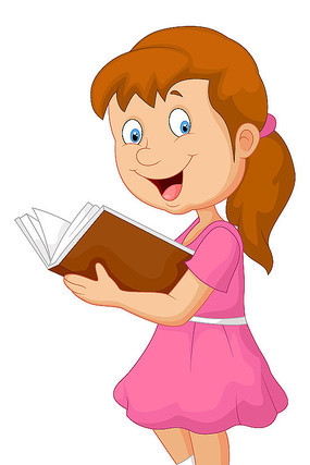 卡通女孩看书元素 卡通女孩看书元素