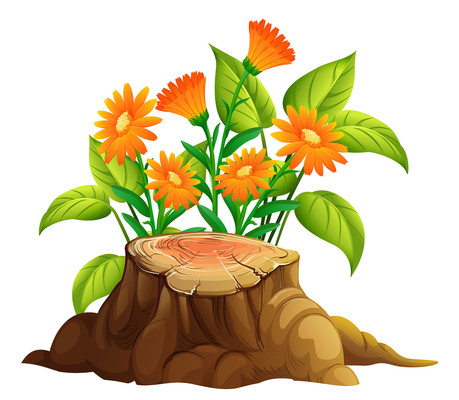 树桩边的向日葵免抠素材 树桩边的向日葵免抠素材