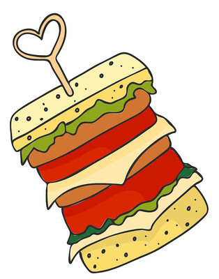 手绘卡通双层豪华汉堡 手绘卡通双层豪华汉堡