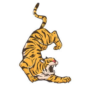 霸气老虎水墨中国风设计素材矢量图