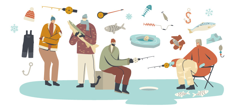 聚众冰钓卡通高清png免抠元素 聚众冰钓卡通高清png免抠元素